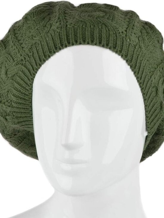Women\'s Crochet Knitted Style Beanie Slouchy Hat Olive main image 6